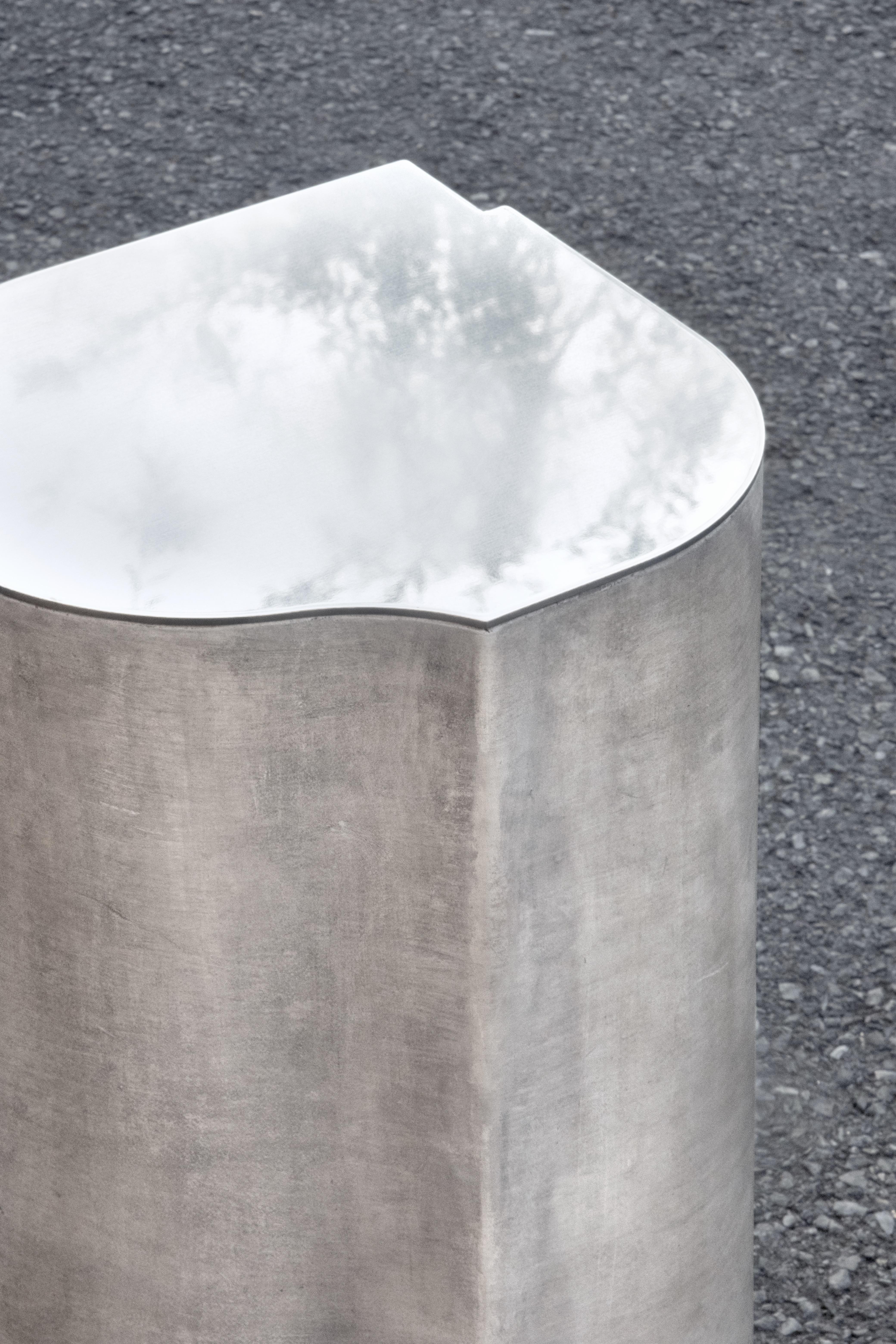 Hand-Crafted Contemporary Fragment Side Table Small with patinated leather by Jumandie Seys For Sale