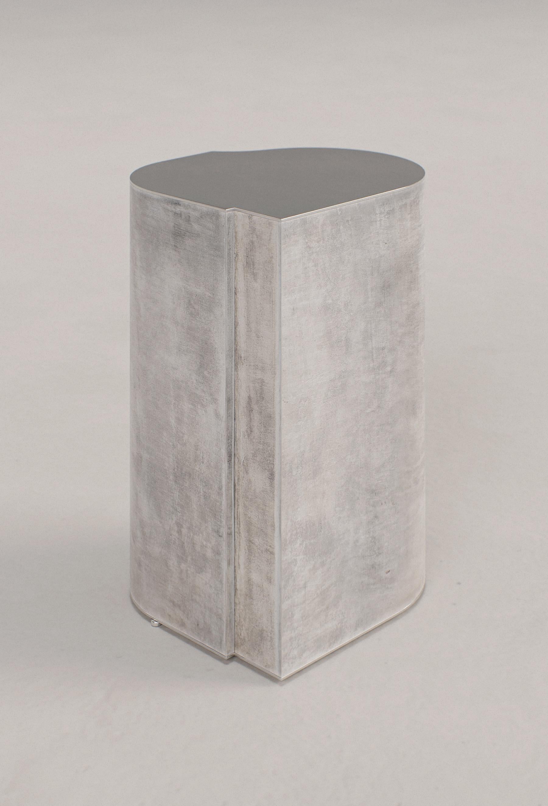 Contemporary Fragment Side Table Small with patinated leather by Jumandie Seys For Sale 1