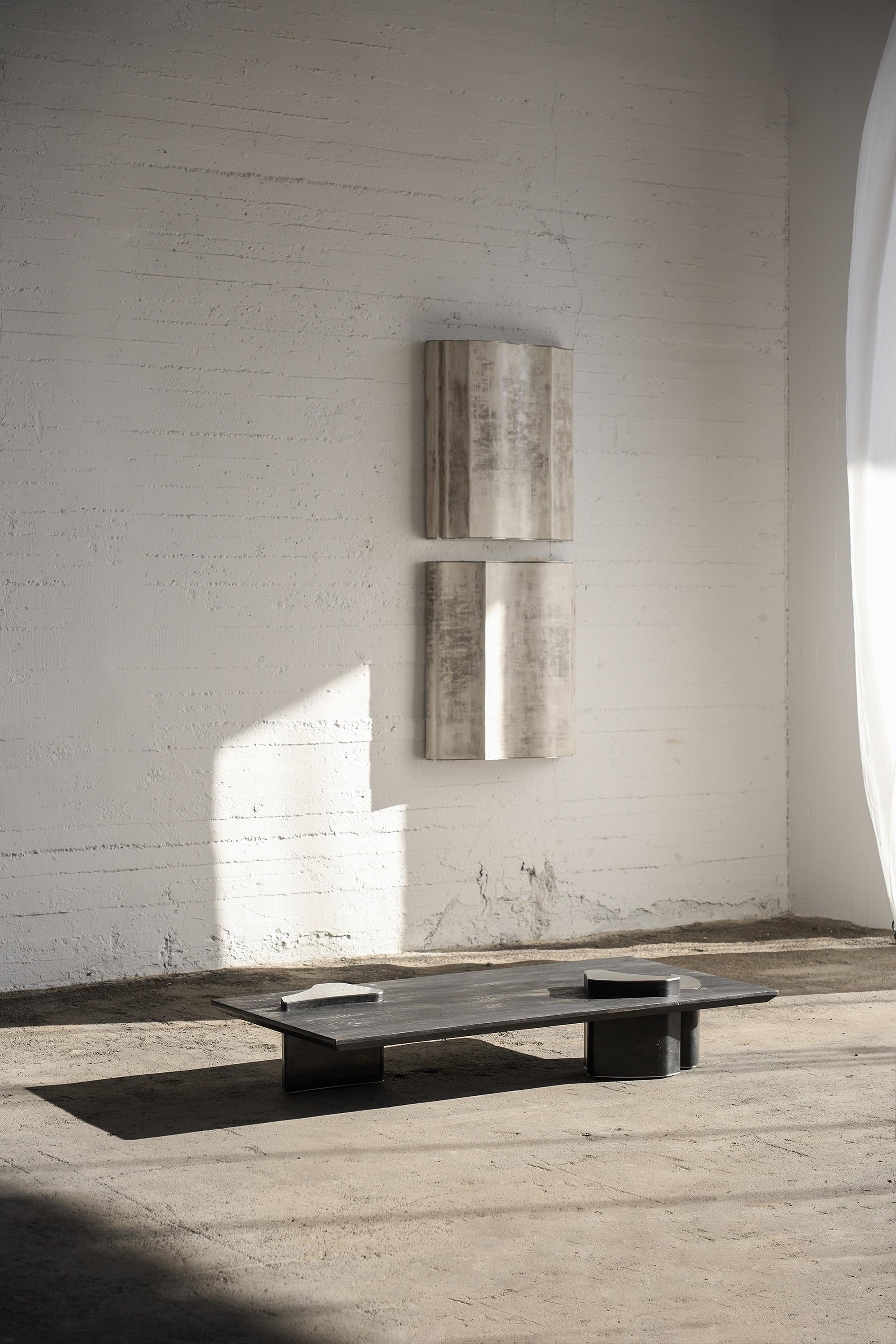 Belgian Contemporary Fragment Wallpieces with patinated leather by Jumandie Seys For Sale