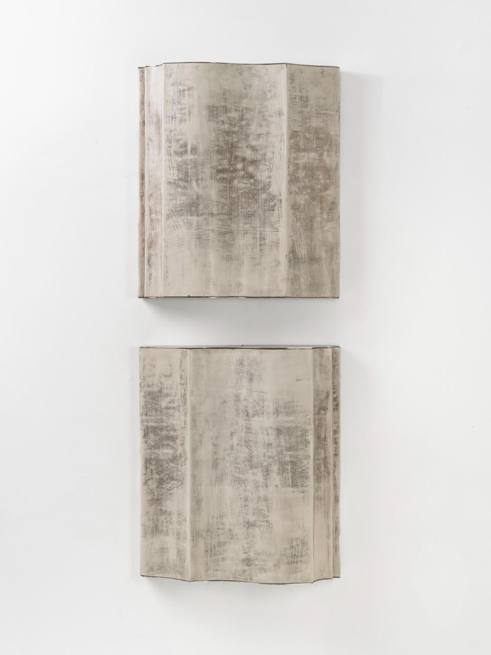 Stainless Steel Contemporary Fragment Wallpieces with patinated leather by Jumandie Seys For Sale
