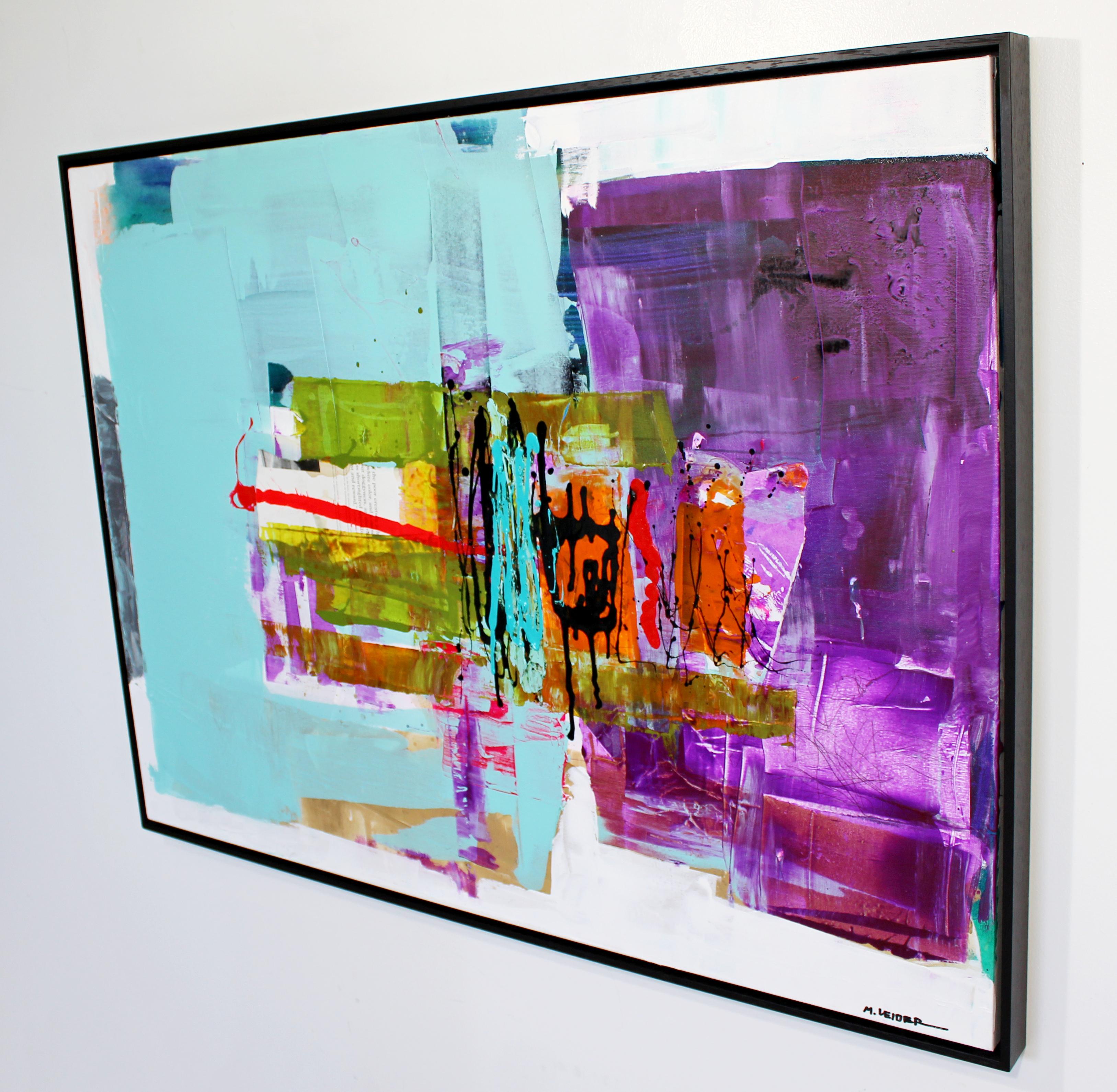 Contemporary Framed Acrylic Mixed-Media Art Painting on Canvas by Moshe Leider 2