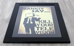 Contemporary Framed Banksy Offset Lithograph Kill Your Television Graffiti Art