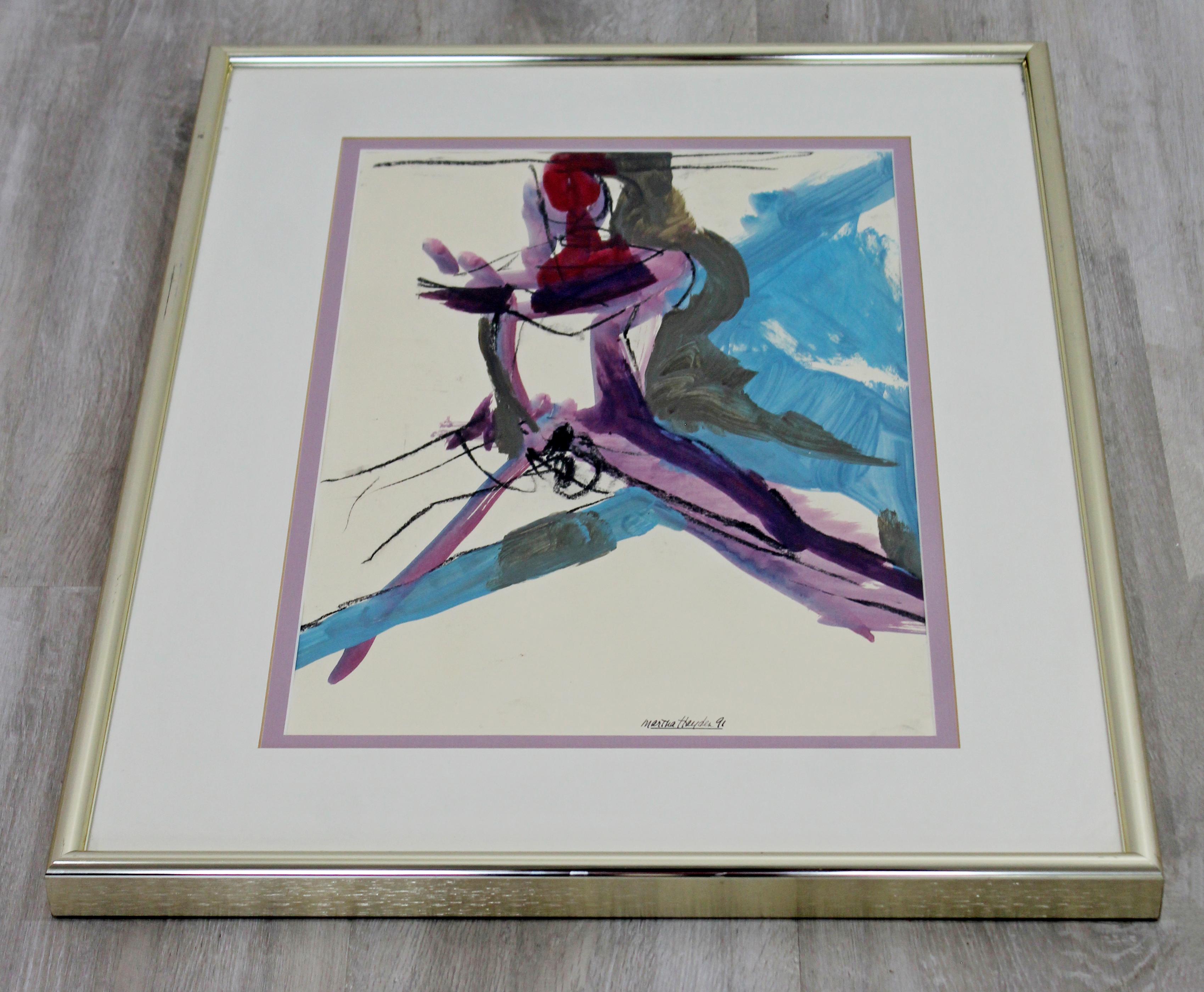 Contemporary Framed Chalk Acrylic Painting Signed Martha Nessler Hayden, 1990s In Good Condition In Keego Harbor, MI