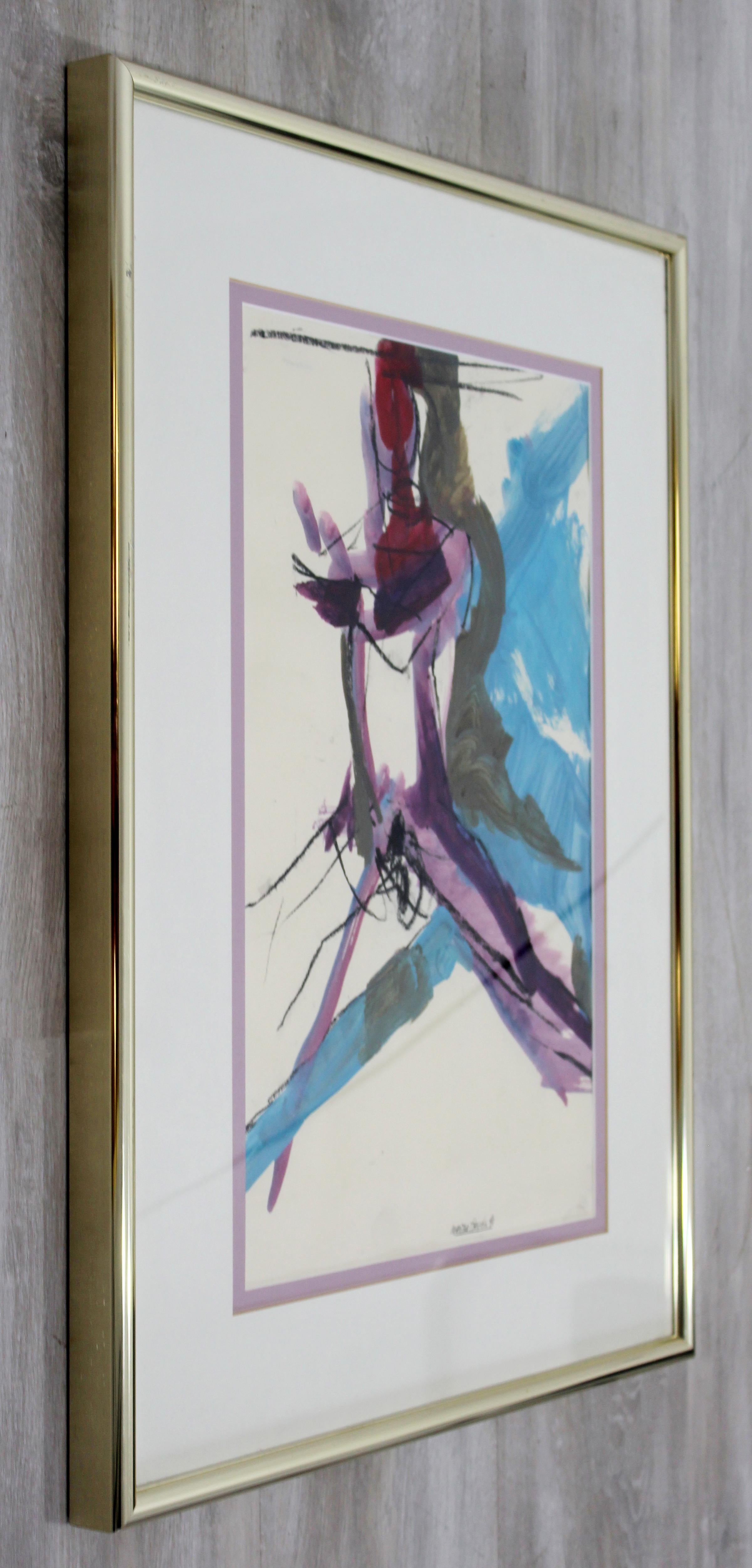 Late 20th Century Contemporary Framed Chalk Acrylic Painting Signed Martha Nessler Hayden, 1990s