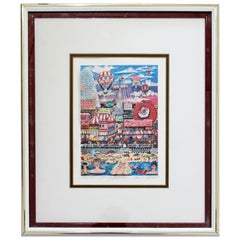 Contemporary Framed Coney Baloney 3D Serigraph Signed Charles Fazzino 179/475