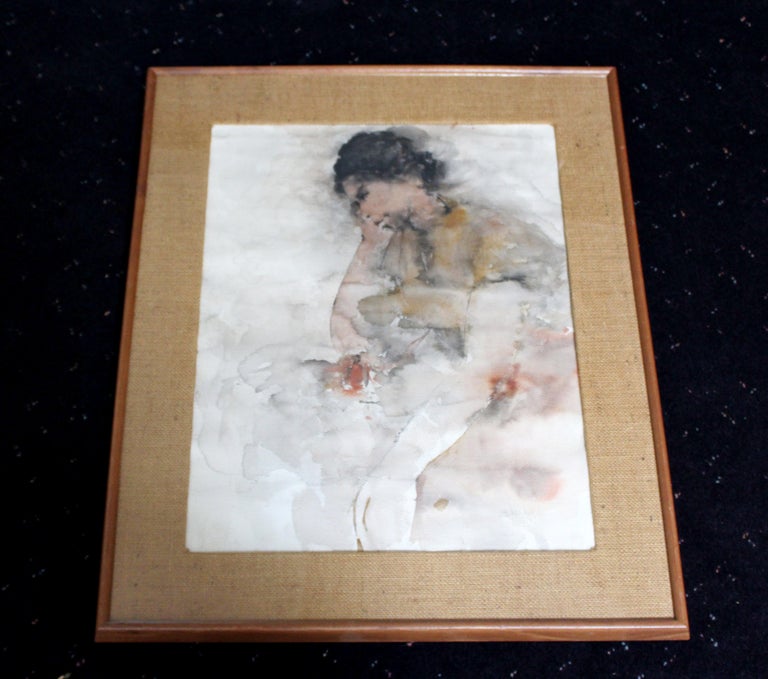 Contemporary Framed Female Portrait Watercolor Signed Richard Jerzy at ...