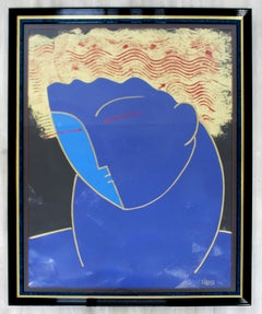 Contemporary Framed Fred Stepanian Signed Textured Raised Apollo Serigraph 1980s