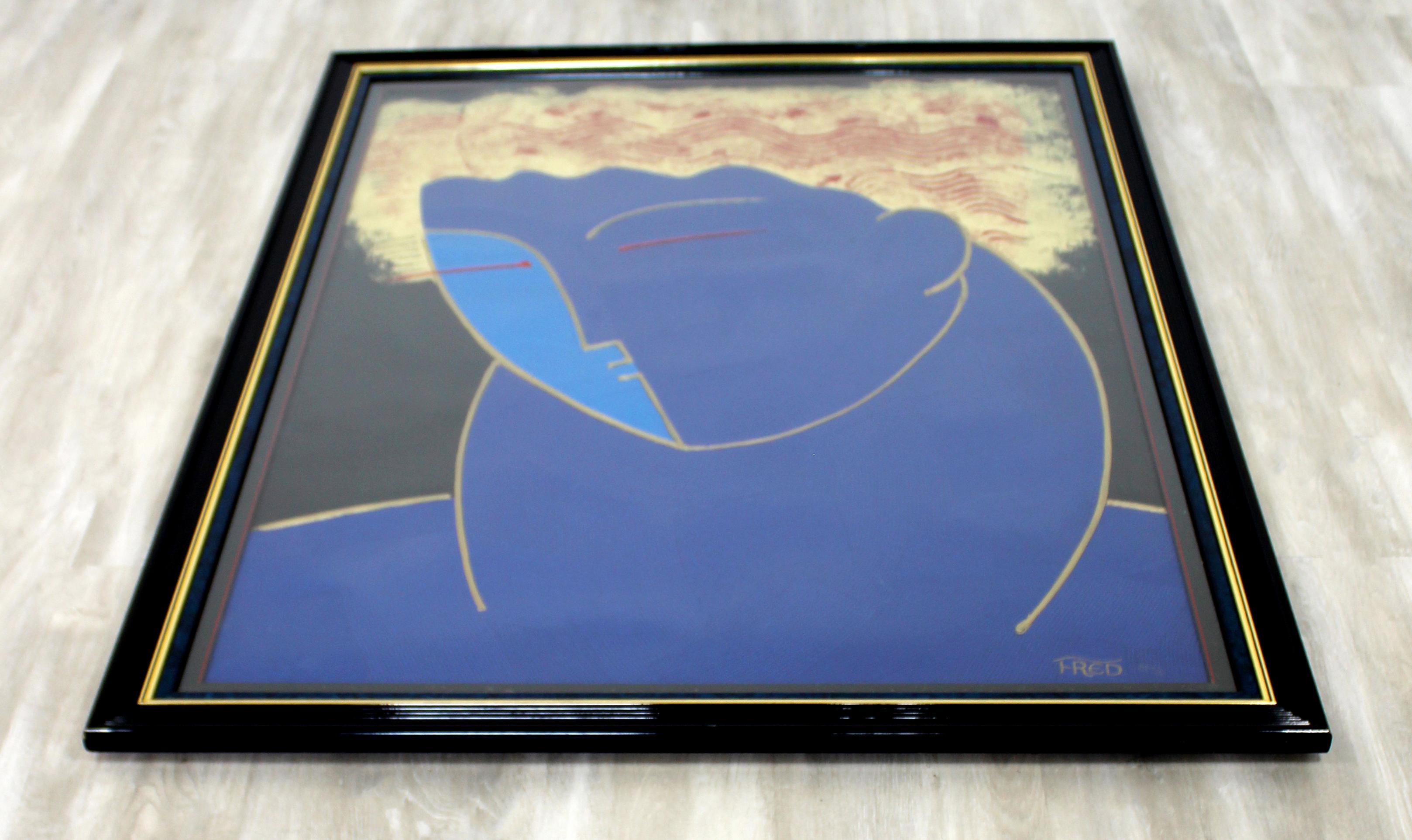 Contemporary Framed Fred Stepanian Signed Textured Raised Apollo Serigraph 1980s In Good Condition In Keego Harbor, MI