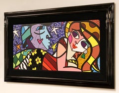 Contemporary Framed Hand Embellished on Canvas Litho Sweet Talk Britto 2011