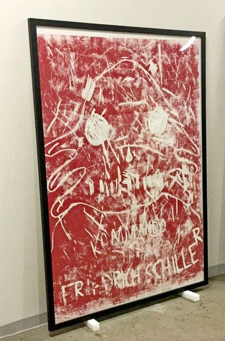 German Contemporary Framed Linoleum Print Signed Dated Numbered Andre Butzer, 2000s