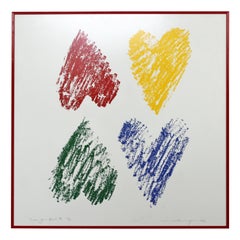 Vintage Contemporary Framed Litho Signed Micaela Meyers 27/90 1980 Cross Your Hearts