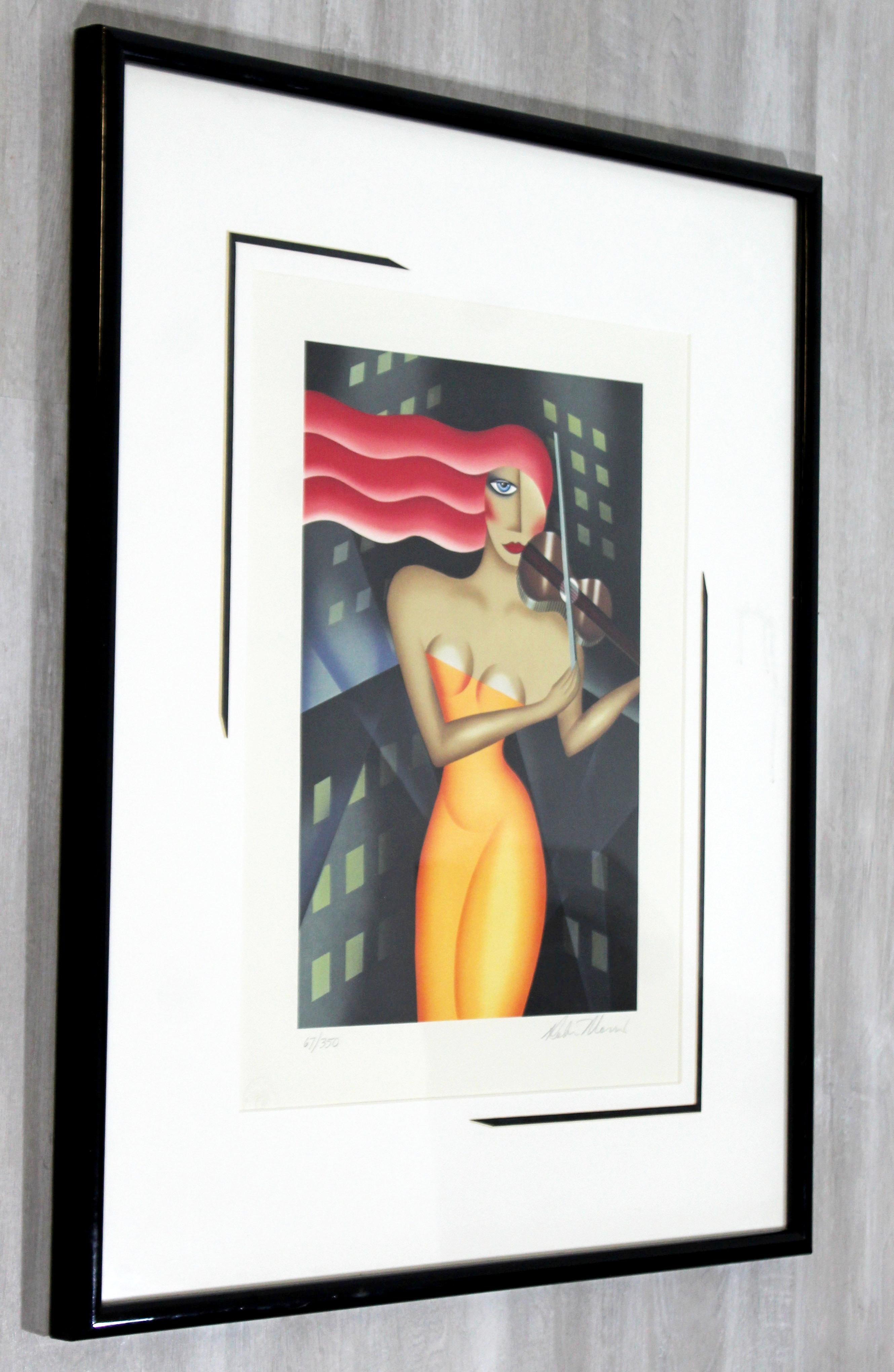 Contemporary Framed Lithograph of Red Haired Woman Signed Robin Morris, 1980s In Good Condition In Keego Harbor, MI
