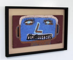 Contemporary Framed Painting on Wood Portrait Signed Tyree Guyton Dated 2000s