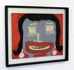 Contemporary Framed Painting Portrait on Metal Signed Tyree Guyton Dated 2000s