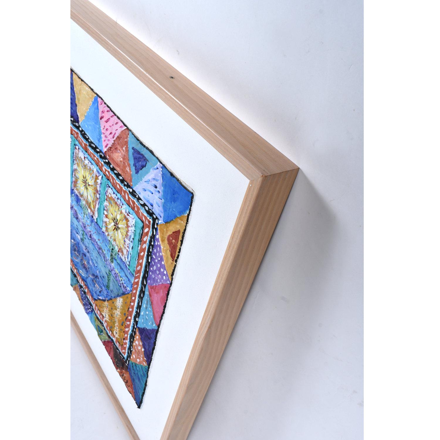 Organic Modern Contemporary Framed Quilted Textile Art Painting on Canvas For Sale