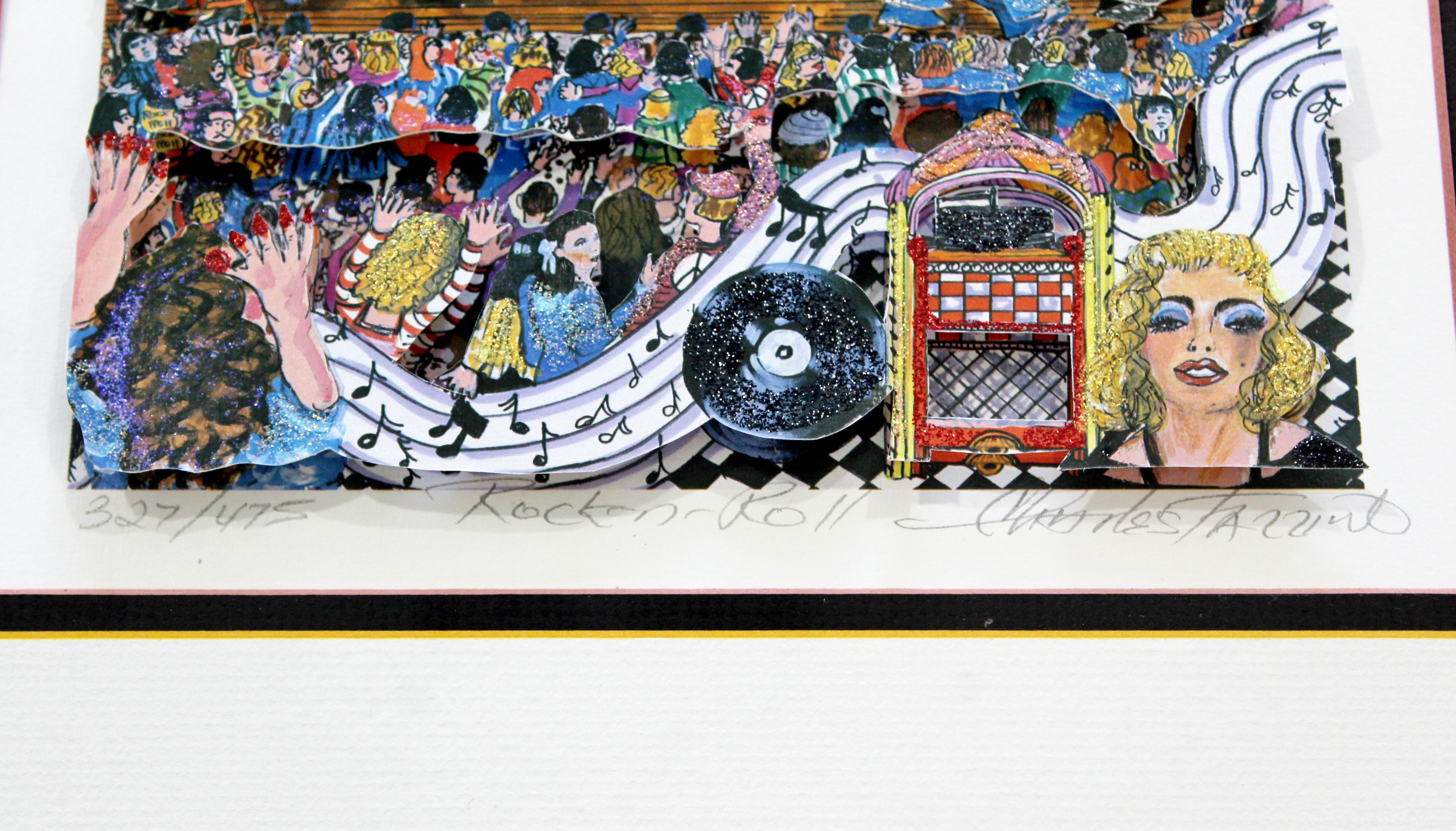 Late 20th Century Contemporary Framed Rock n Roll 3D Serigraph Signed Charles Fazzino 327/475 COA