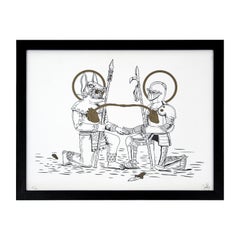 Contemporary Framed Saner El Encuentro 2 Color Letterpress Lennox 2014 Signed