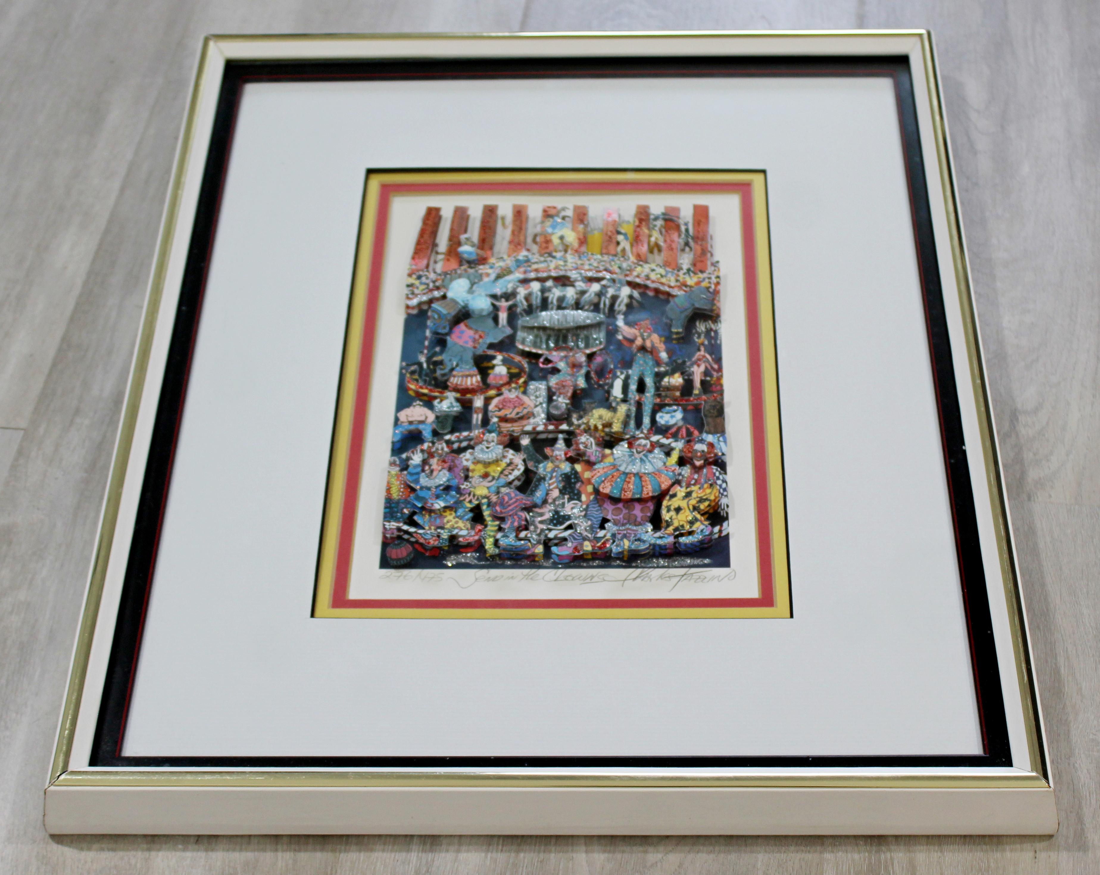 Contemporary Framed Send Clowns 3D Serigraph Signed Charles Fazzino 276/475 COA In Good Condition In Keego Harbor, MI