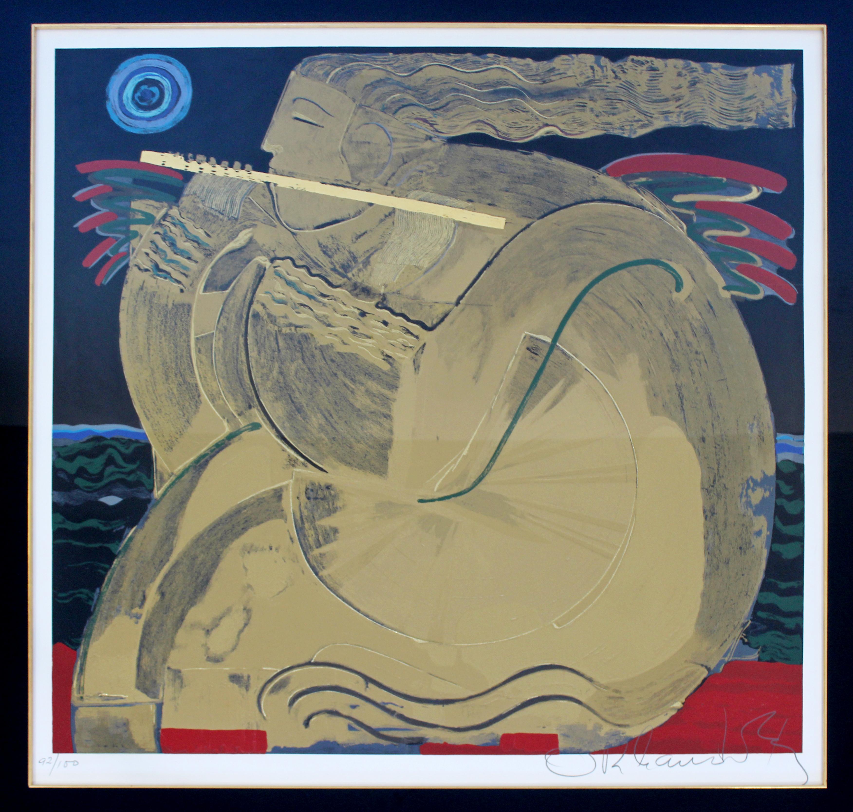 For your consideration is a fantastic, framed serigraph, with hand embossed gold leaf, entitled 
