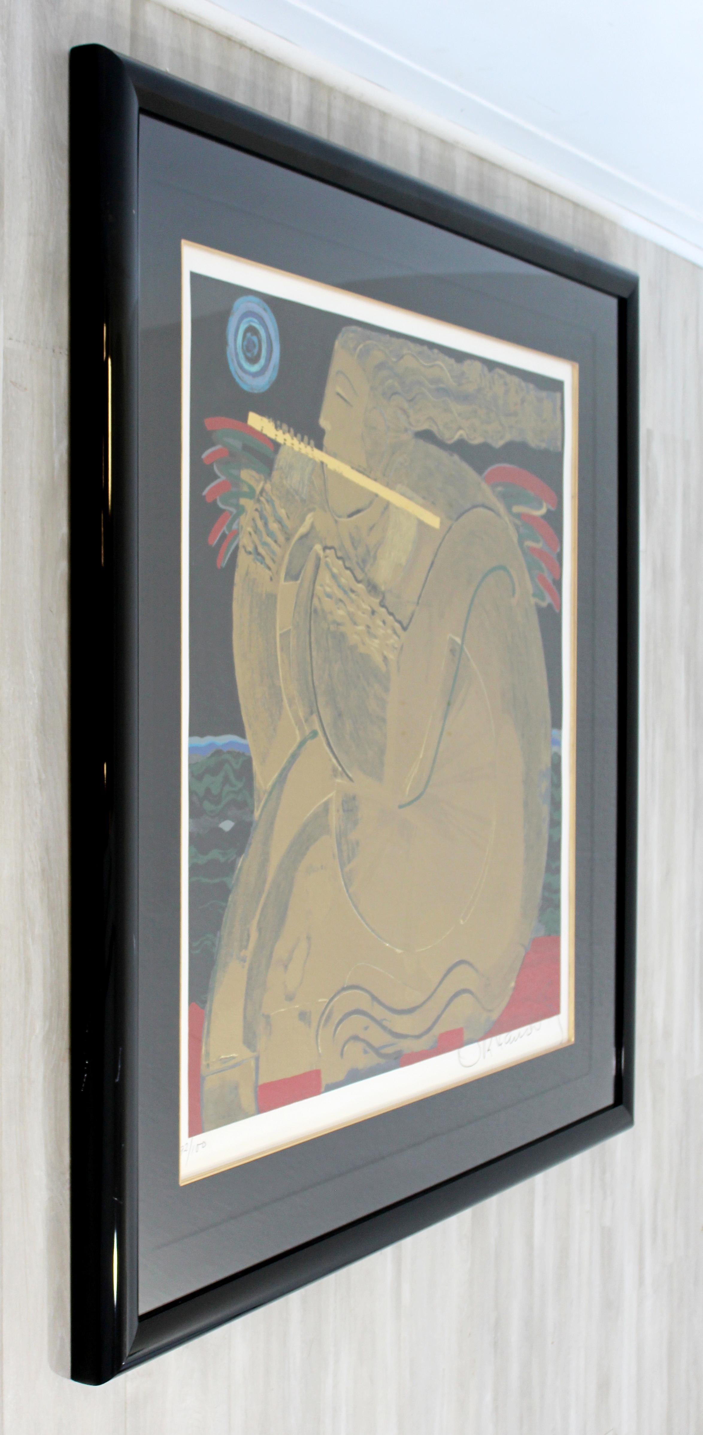 Late 20th Century Contemporary Framed Serigraph Signed Orlando Botero with Hand Embossed Gold Leaf