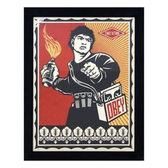 Contemporary Framed Shepard Fairey Artist Proof Molotov Man 2006 Red