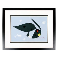 Retro Contemporary Framed Signed Charley Harper Everglade Kite Ford Times 1957 w COA