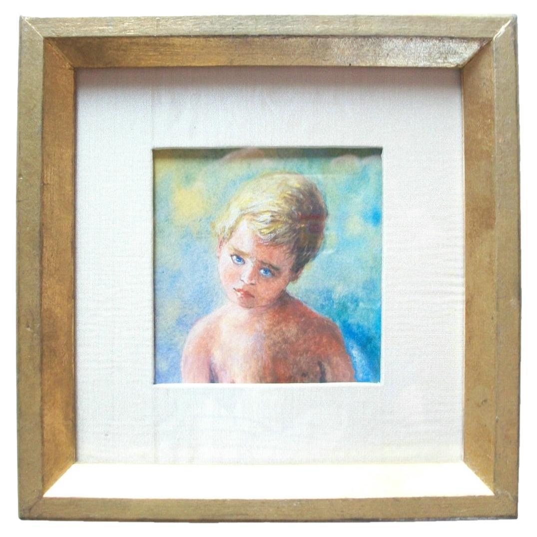 Contemporary Framed Watercolor Portrait - Unsigned - Canada - Late 20th Century For Sale