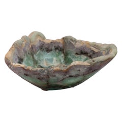 Contemporary Freeform Fluorite Green and Purple Banded Bowl