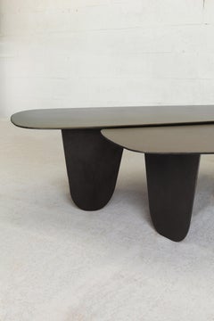 Contemporary Freeform Minimalist Steel and Resin Low Tables by Vivian Carbonell