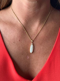 Contemporary Freeform Opal Diamond 18k Yellow Gold Pendant