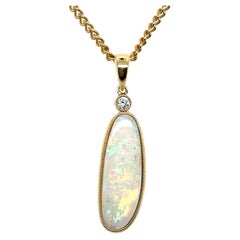 Contemporary Freeform Opal Diamond 18k Yellow Gold Pendant