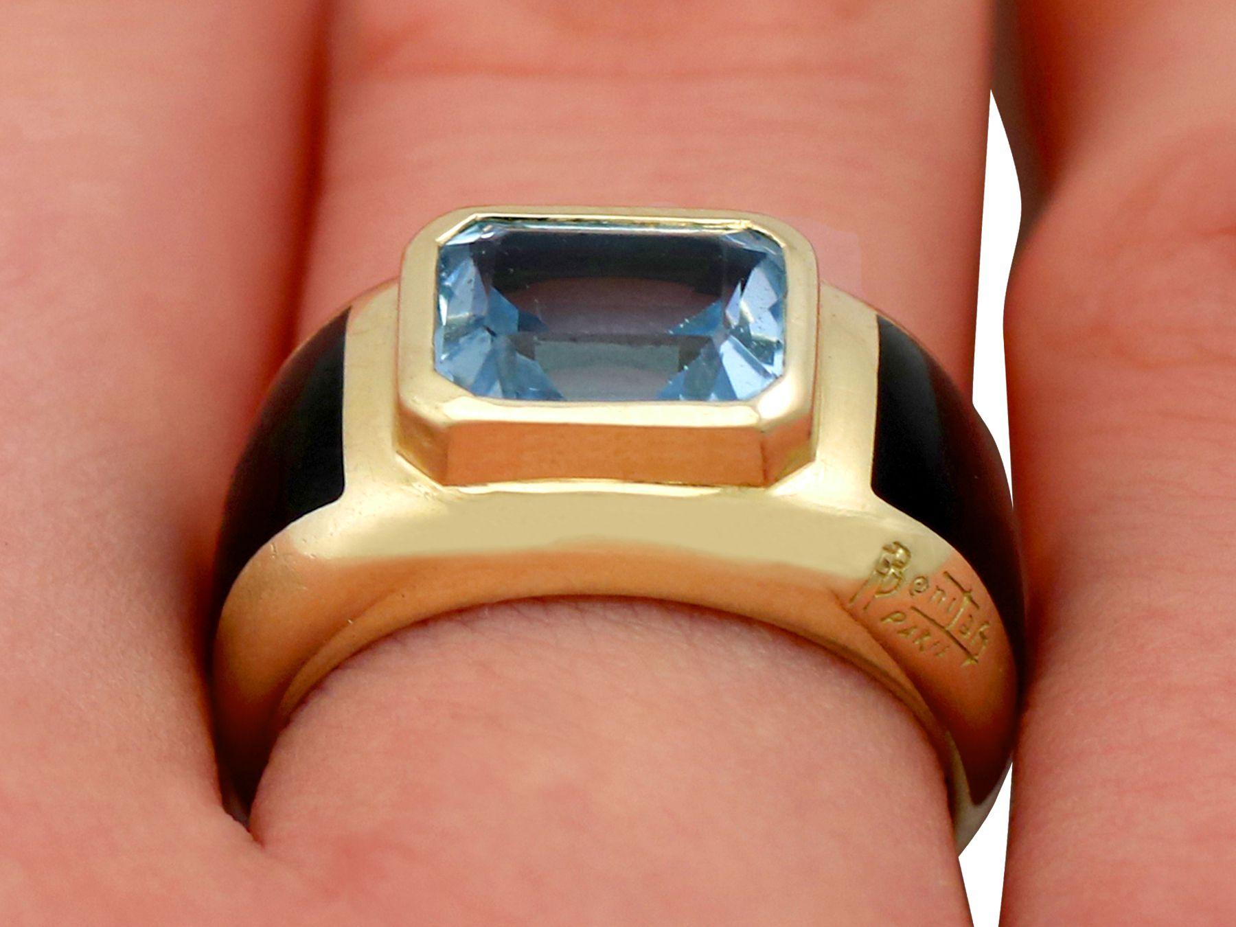 French 3.11 Carat Emerald Cut Topaz and Yellow Gold Cocktail Ring For Sale 7