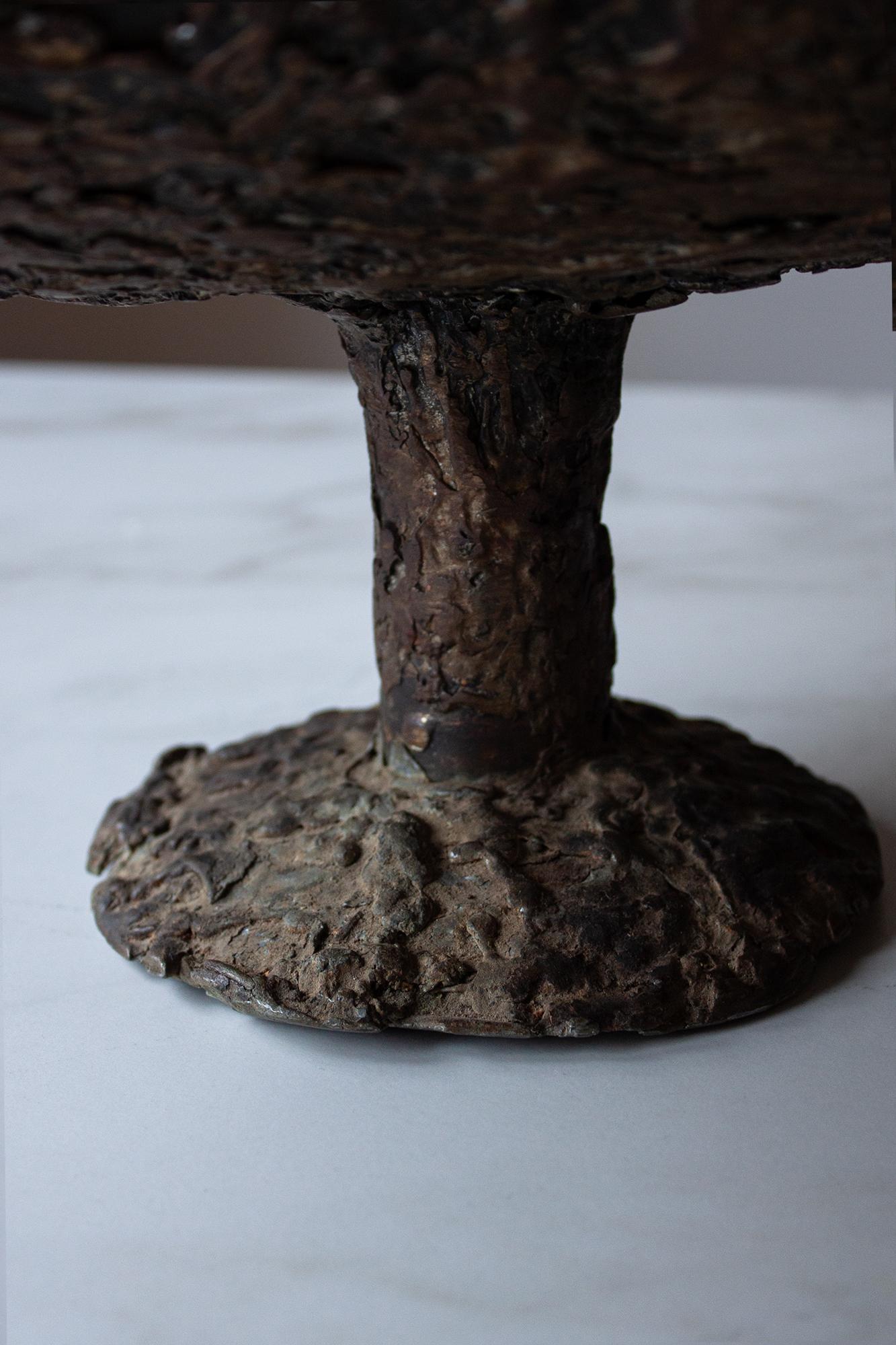 Hand-Crafted Contemporary French Artisan Made Brutalist Metall Iron Footed Bowl