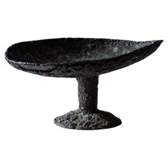Contemporary French Artisan Made Brutalist Metall Iron Footed Bowl