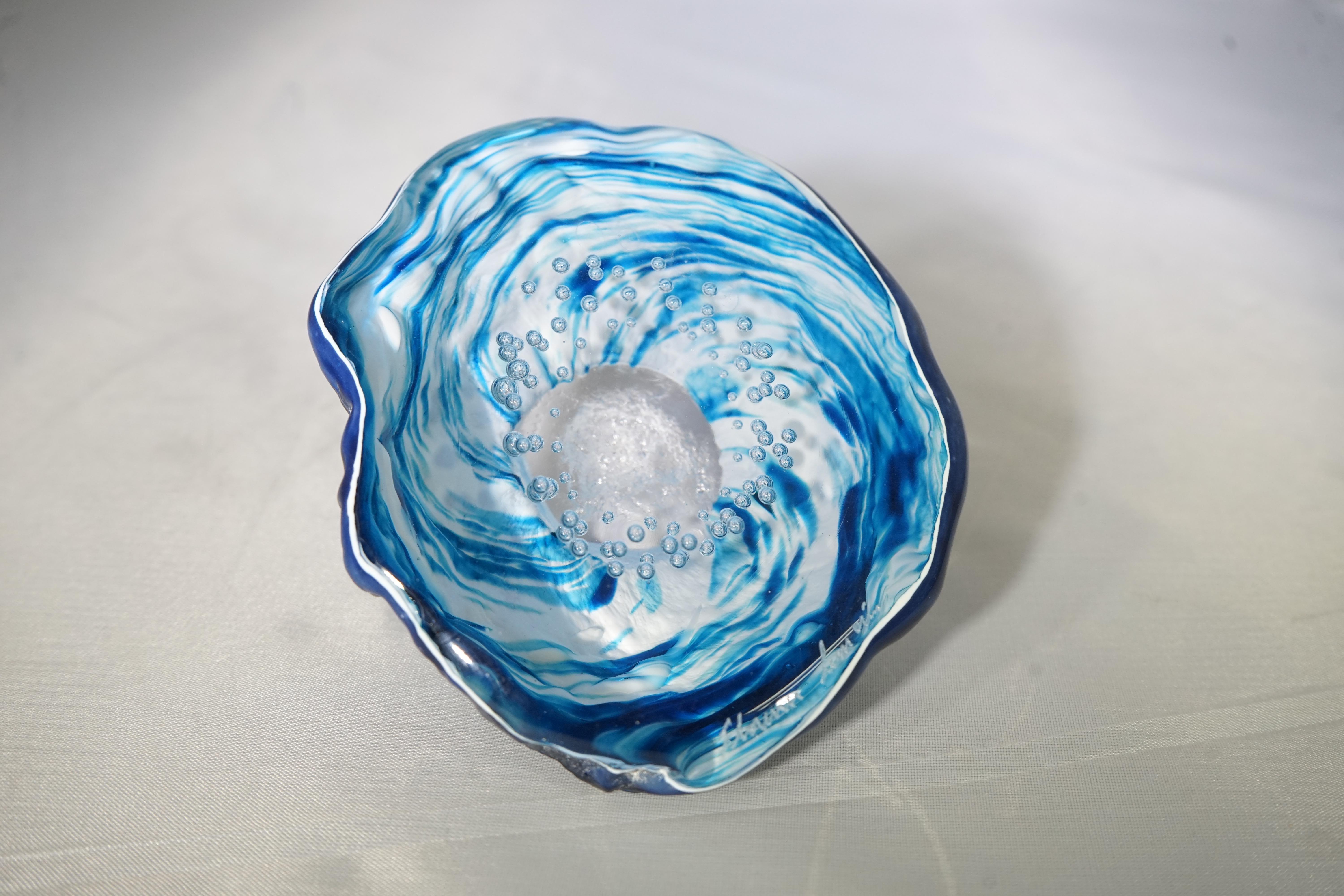 Contemporary French Atelier Florence Lemoine Blue Blown Glass Objet In New Condition In Aspen, CO