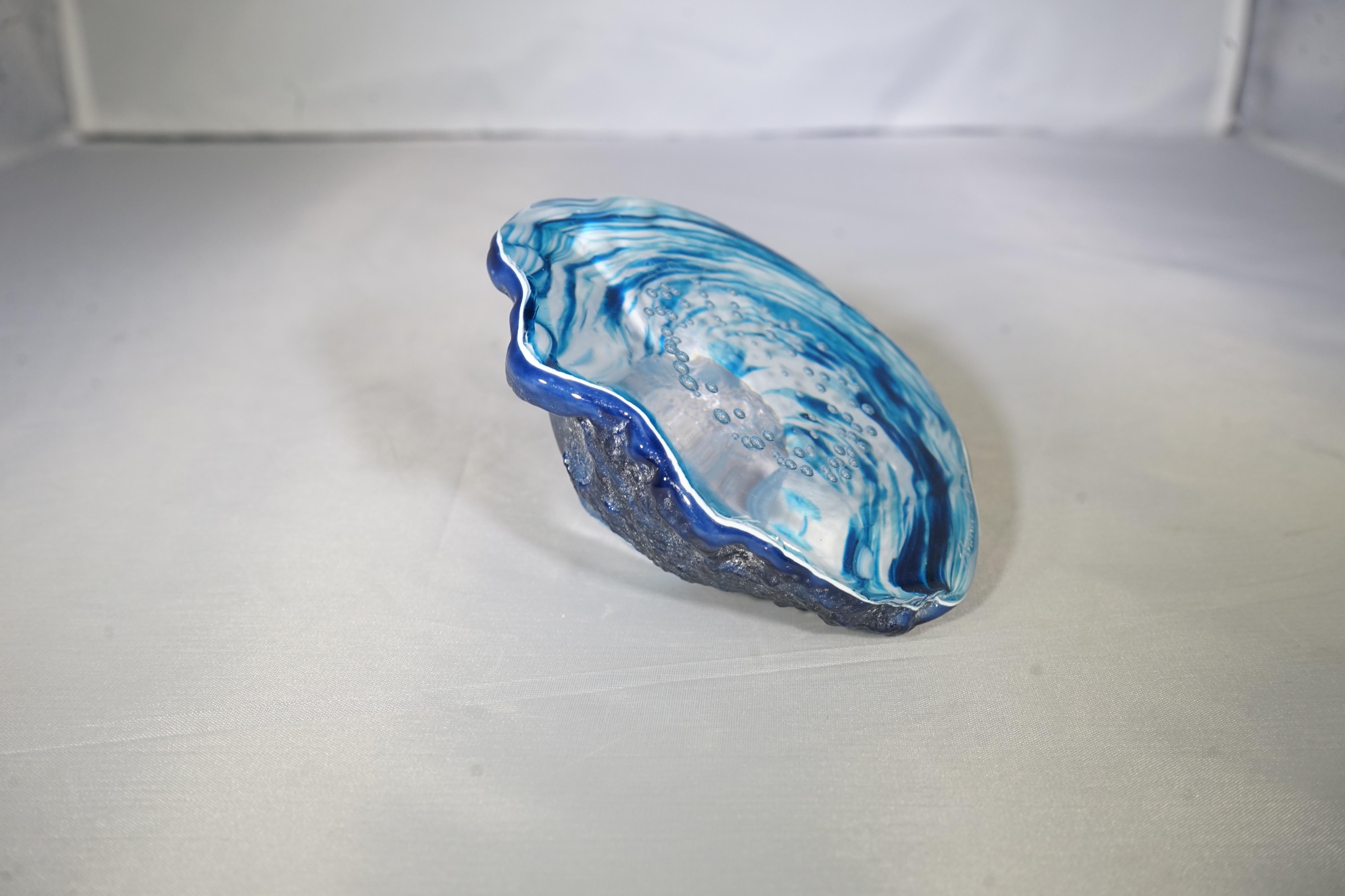 Contemporary French Atelier Florence Lemoine Blue Blown Glass Objet 3