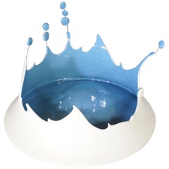 Contemporary French Atelier Passage Secret Medium Blue Splash Ceramique