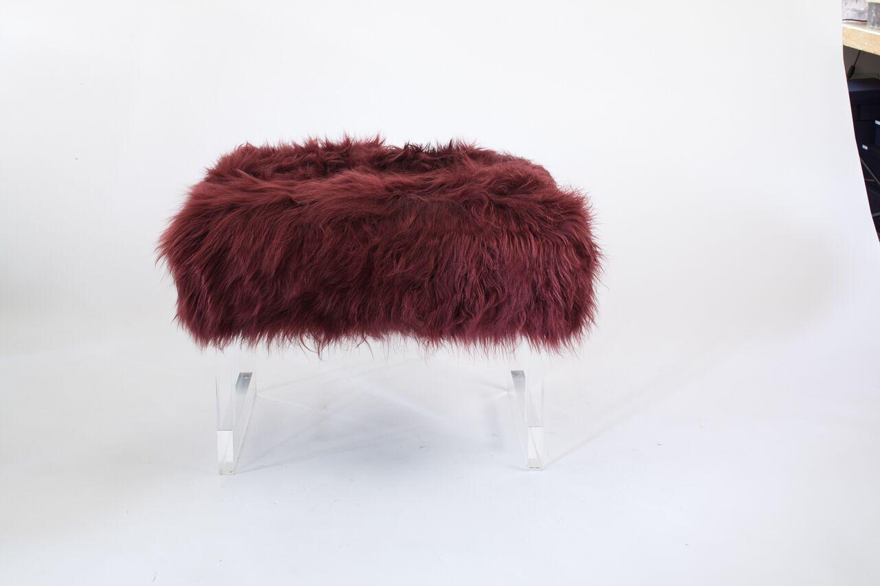 Contemporary French Bespoke Bench in Taupe with Scandinavian Sheep Upholstery 4