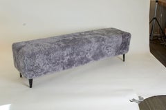 Contemporary French Bespoke Grey Shaved Shearling Bench
