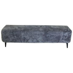 Contemporary French Bespoke Grey Shaved Shearling Bench