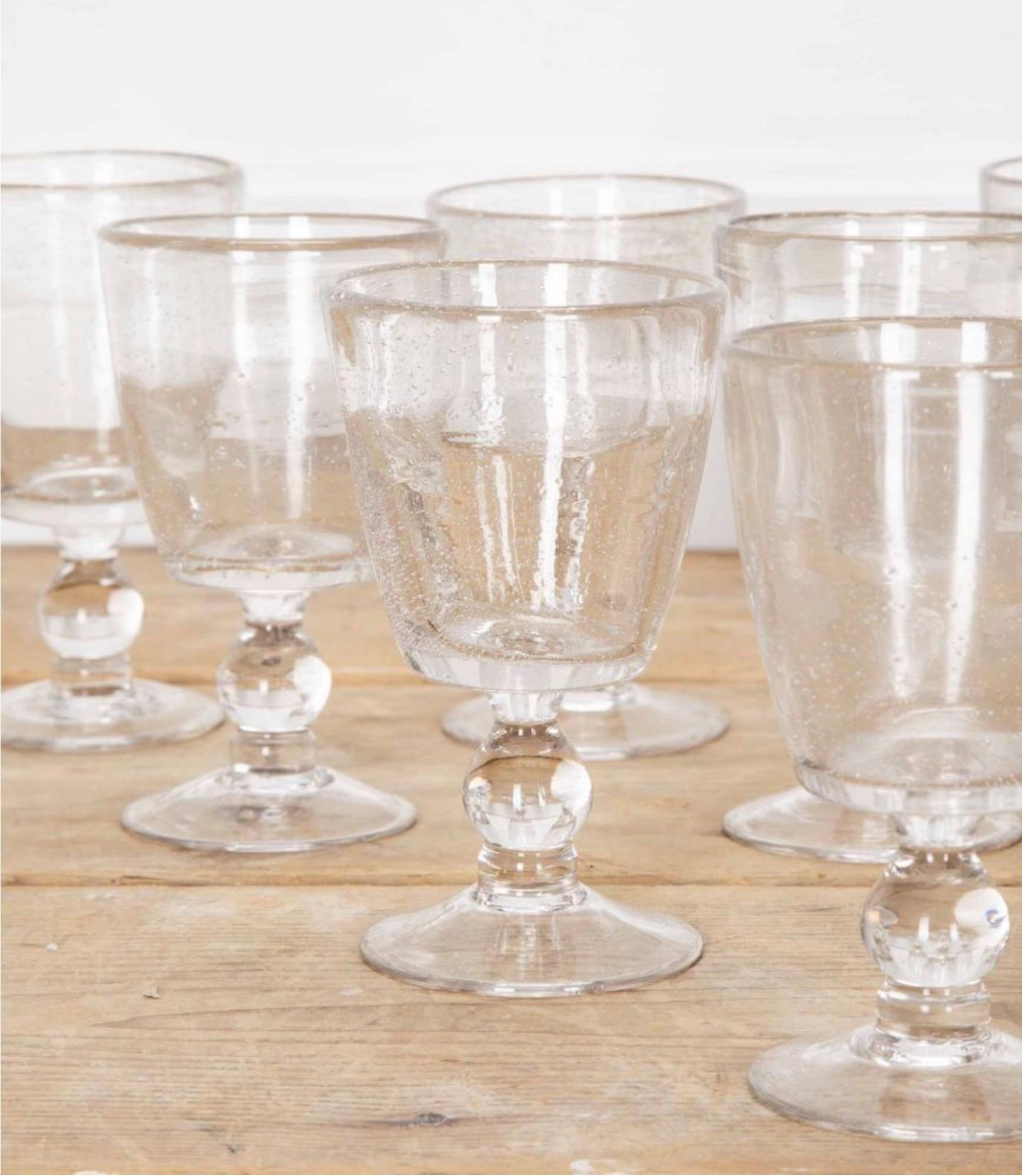Set of ten French Biot wine glasses in perfect condition. 

The glasses have a stunning amount of air bubbles in each glass. Circa 1920s.