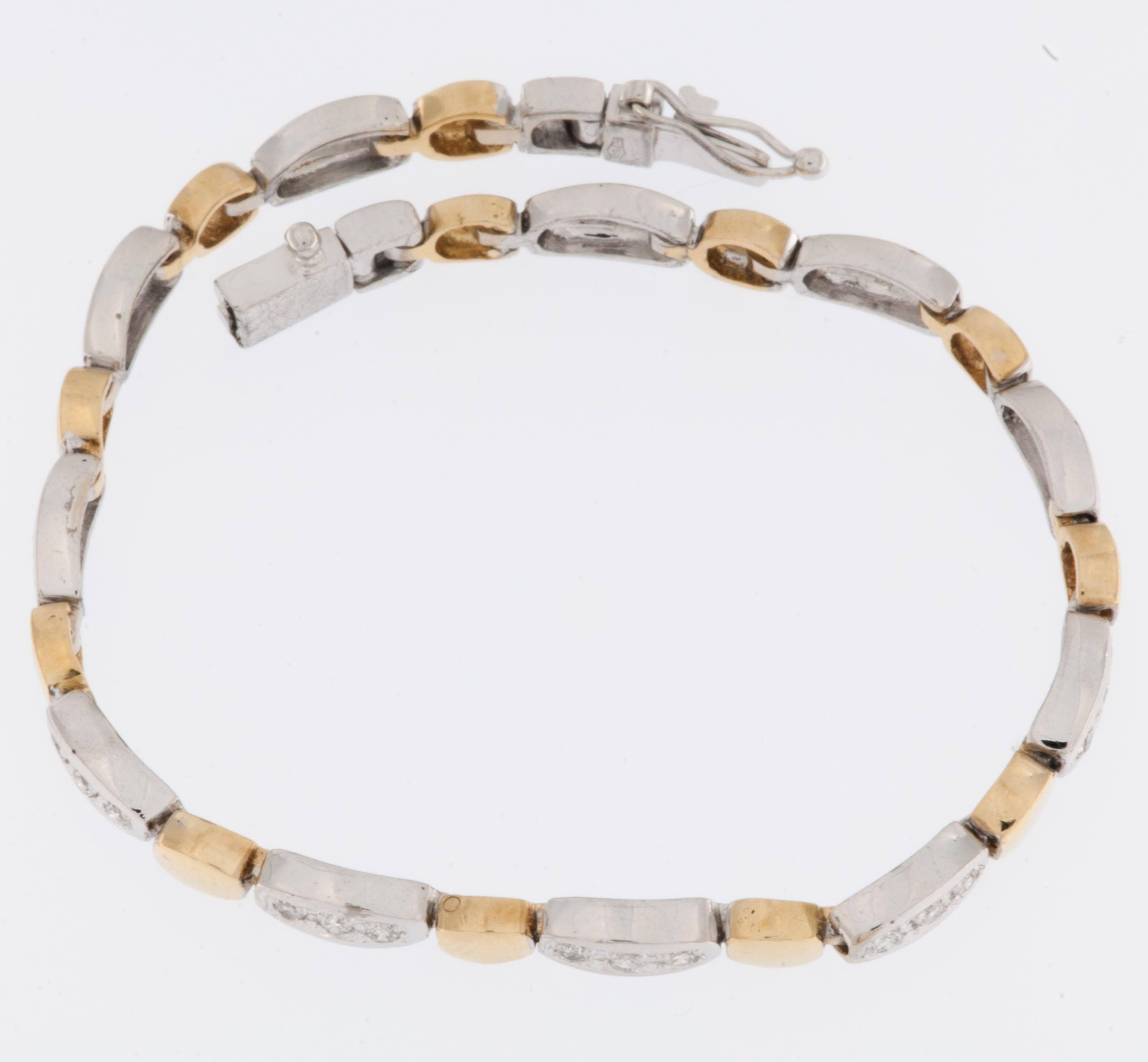 Brilliant Cut Contemporary French Bracelet 18 karat Gold with Diamonds For Sale