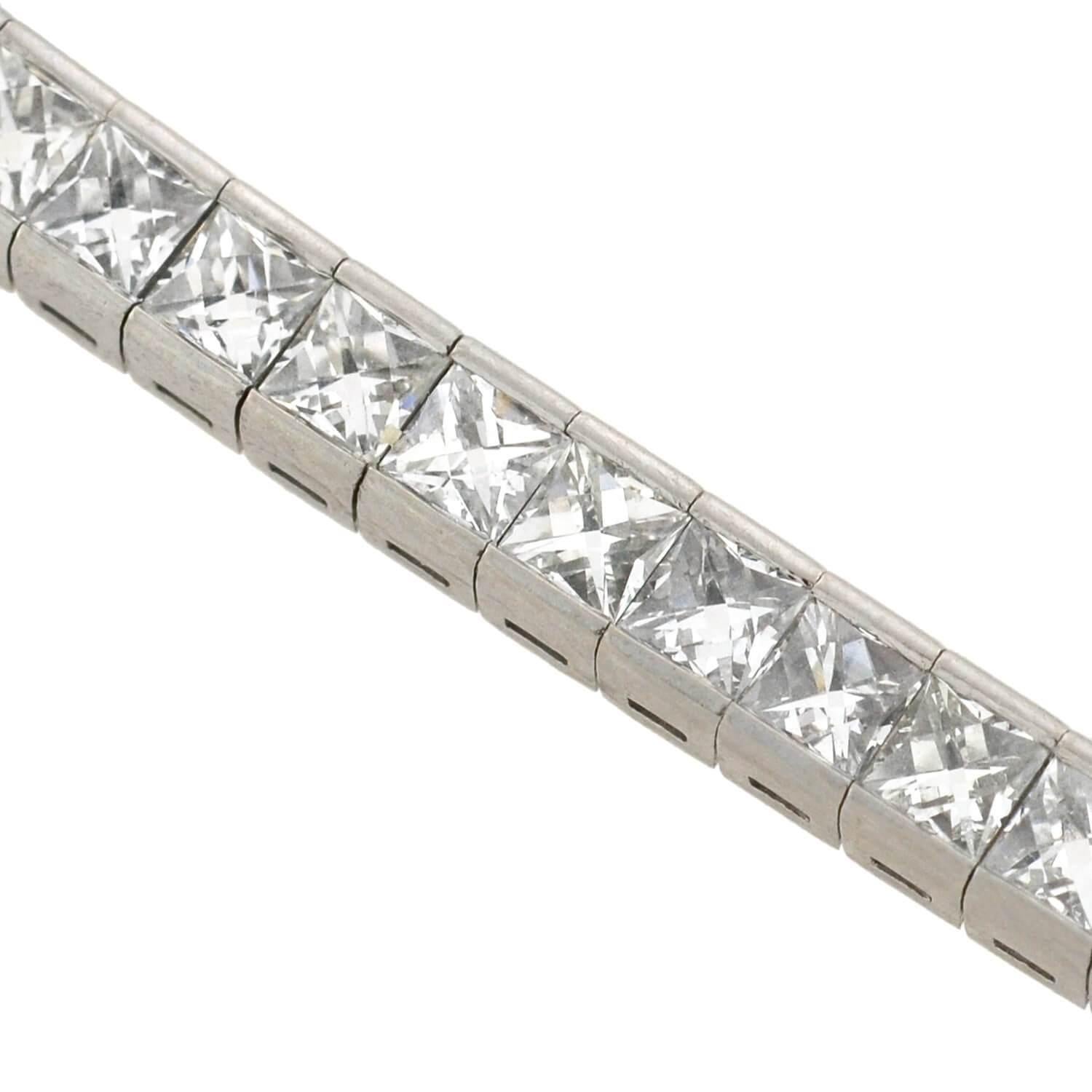 Contemporary French Cut Diamond Line Bracelet 11.60 Carat In Excellent Condition In Narberth, PA