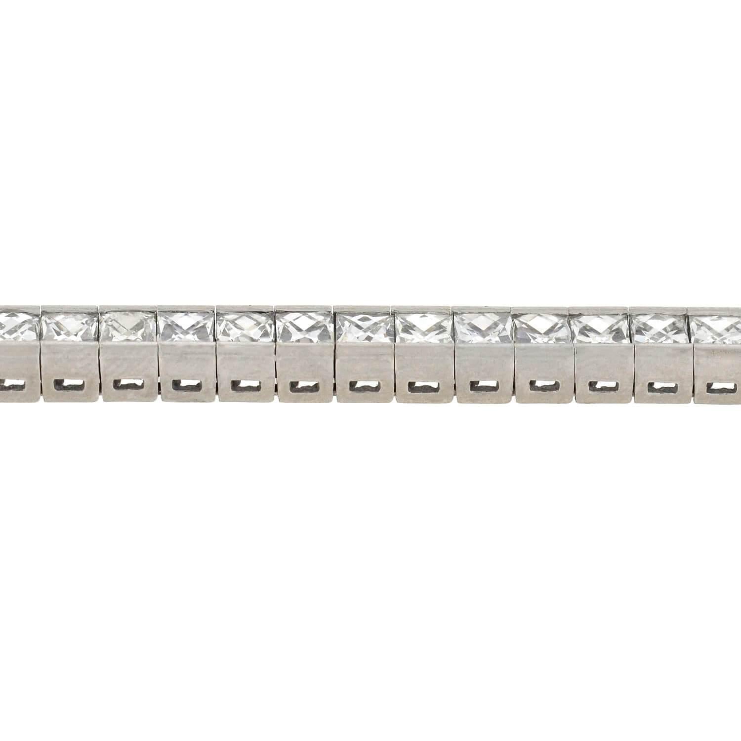 Women's Contemporary French Cut Diamond Line Bracelet 11.60 Carat