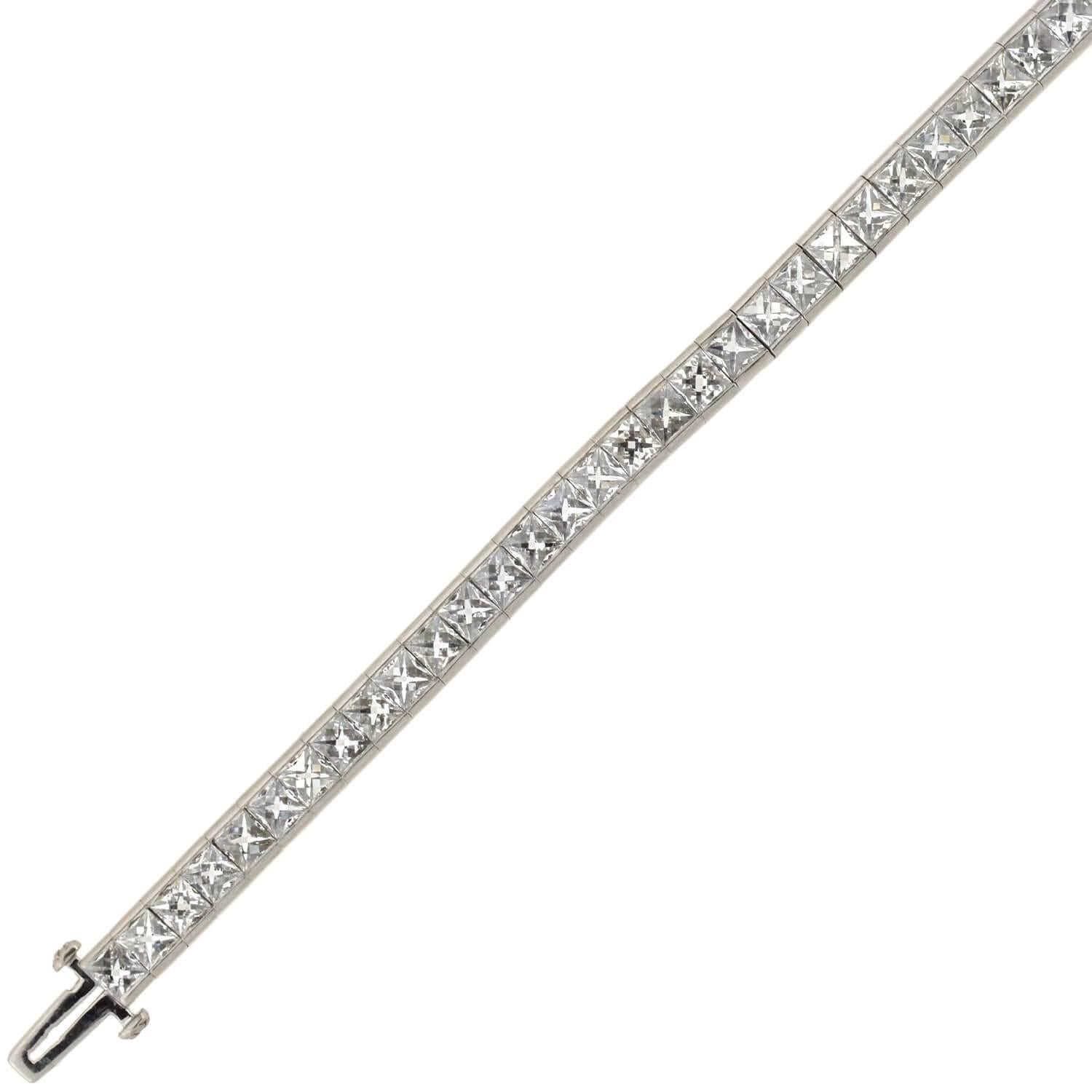 Contemporary French Cut Diamond Line Bracelet 11.60 Carat 1