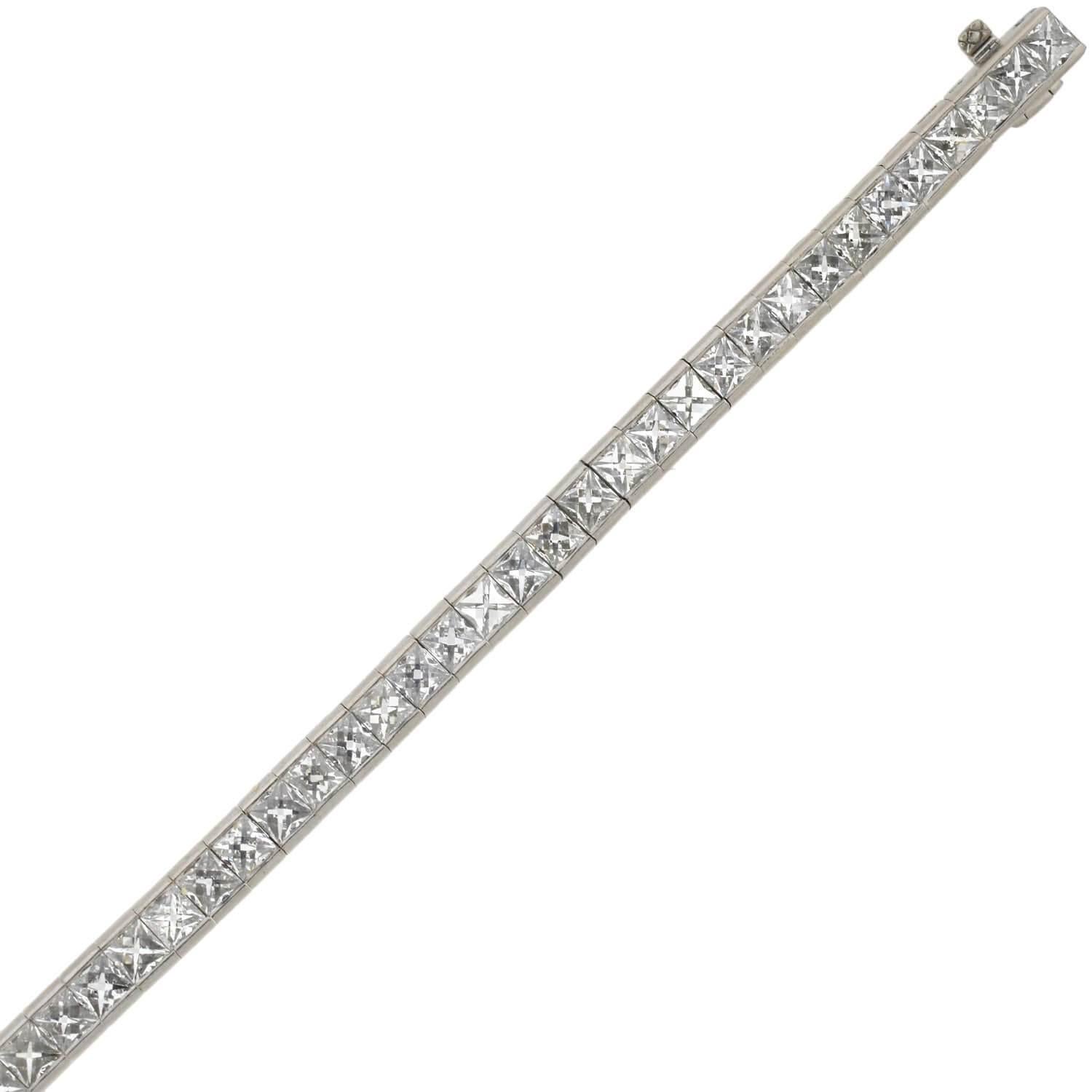 Contemporary French Cut Diamond Line Bracelet 11.60 Carat 2