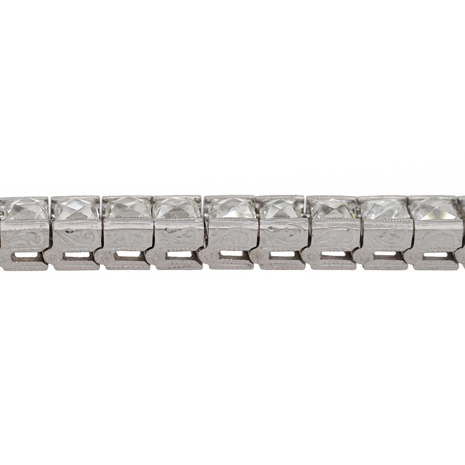 Contemporary French Cut Diamond Line Bracelet 20.00 Carat In Excellent Condition For Sale In Narberth, PA