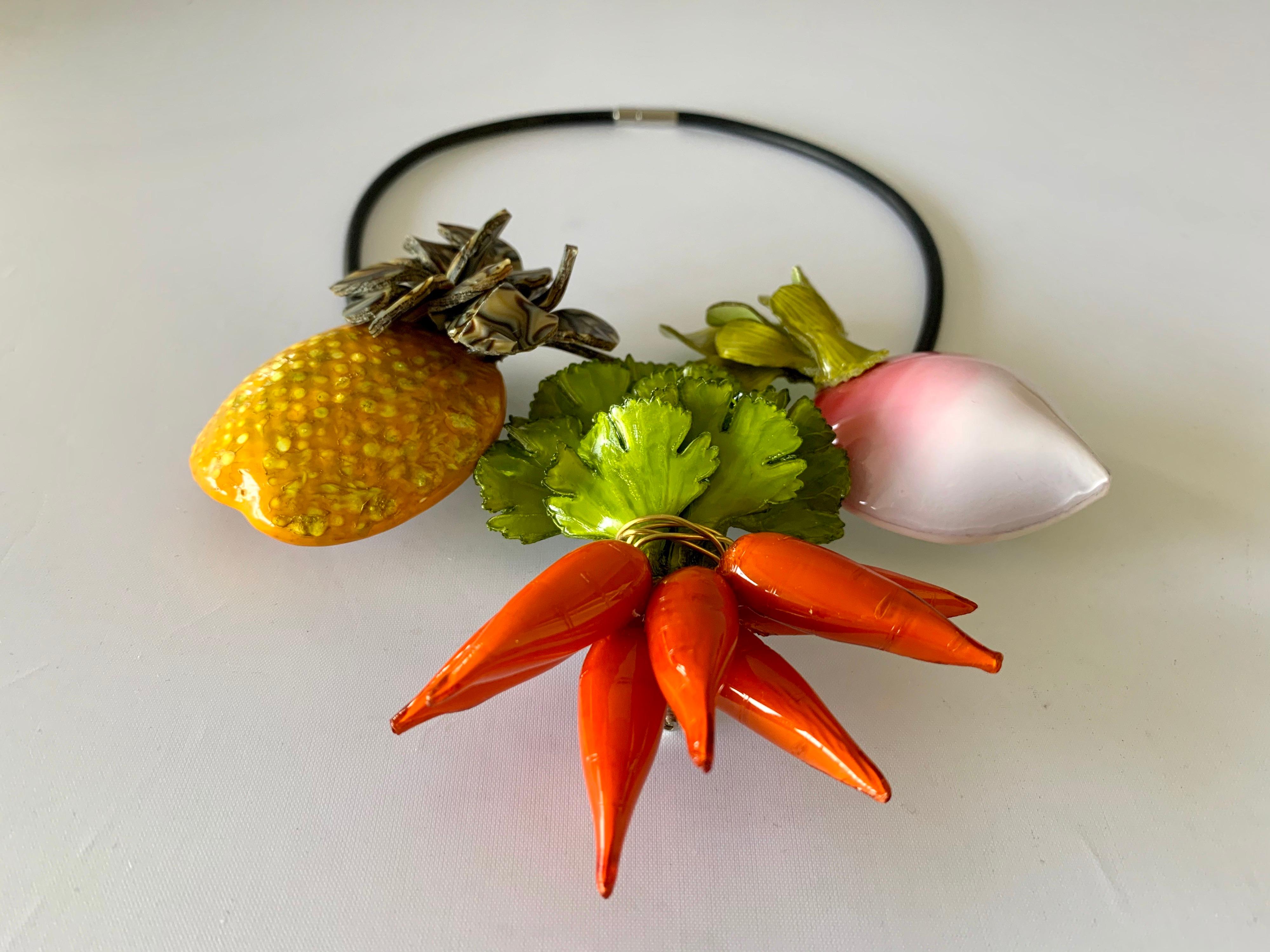 Contemporary French Designer Fruit and Vegetable Statement Necklace  1