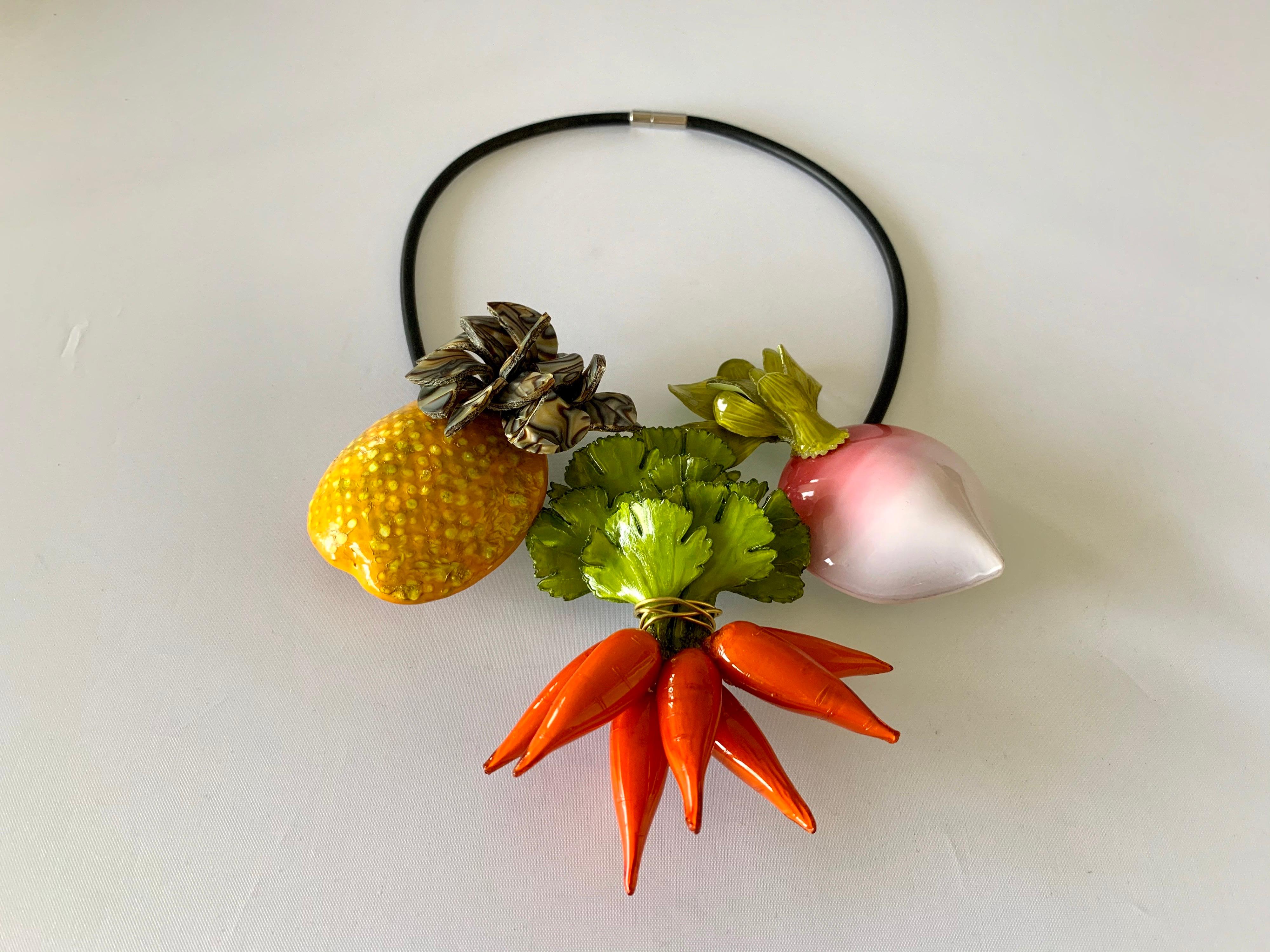 Contemporary French Designer Fruit and Vegetable Statement Necklace  2