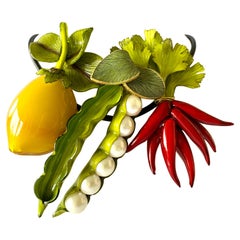 Contemporary French Designer Fruit and Vegetable Statement Necklace 